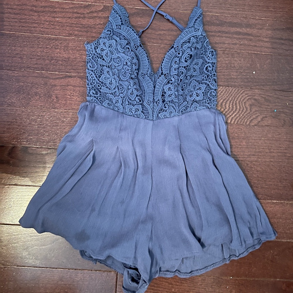 Sexy short blue romper